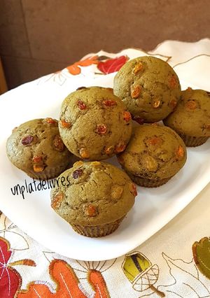 Une photo de Muffin matcha raisin sec