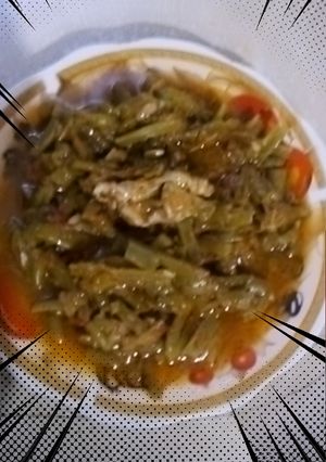 صورة لوصفة لوبيا خضراء بدجاج