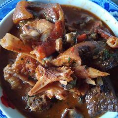A picture of Goat meat peppersoup.