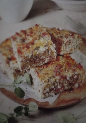 A picture of Crustless Bacon and Vegetable Quiche.