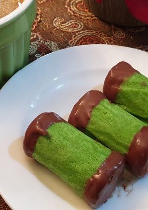 Foto resep Pandan Coklat Roll Cake Bandung #keto #debm
