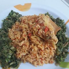 # sokotobake Jollof rice n spinach A picture of # sokotobake Jollof rice n spinach.