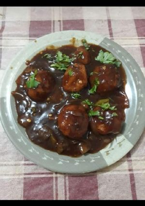 A picture of Veg Manchurian(With sauce).