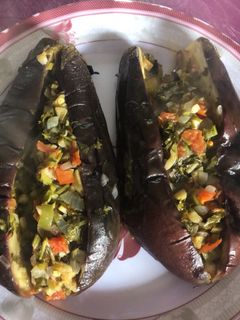 صورة لوصفة باذنجان مشوي بالخضار