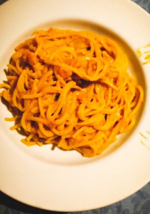 Foto di Spaghetti zucca con pancetta e robiola