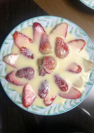 Una foto de Fresas con crema casera