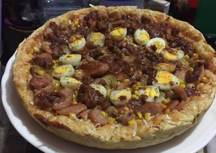 PiZza ayam cincang telor puyuh jagung manis ala ala,,