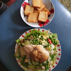 A picture of Lettuce Pea Mint Salsa with Chicken.