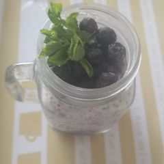 A picture of Blueberries and chia seeds pudding #berrybonanza.