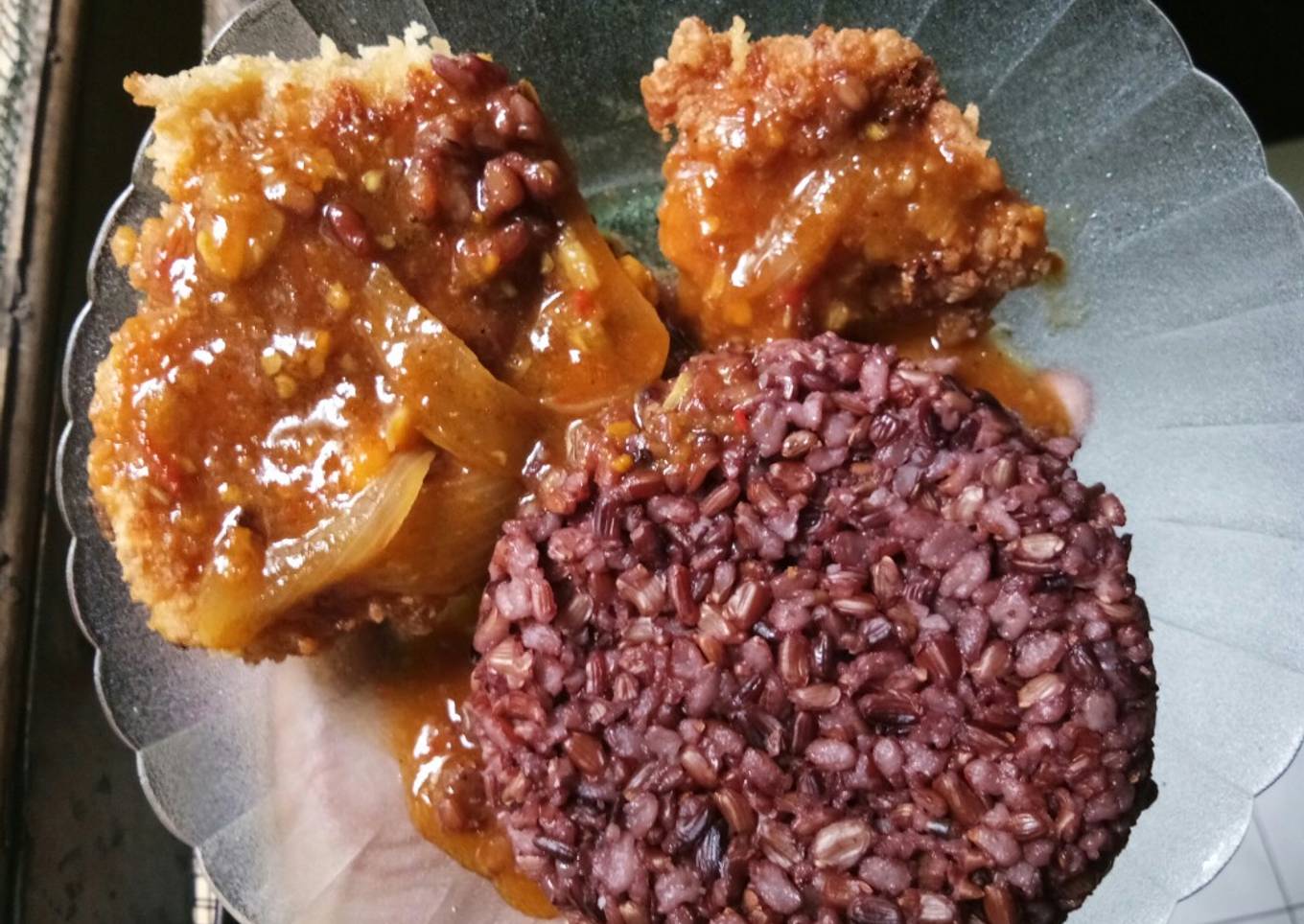 Nasi Merah + Dori crispy with saos Rica2