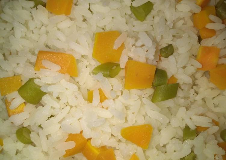 Simple Way to Make Perfect White rice with veggies Cooking Basics for Newbies