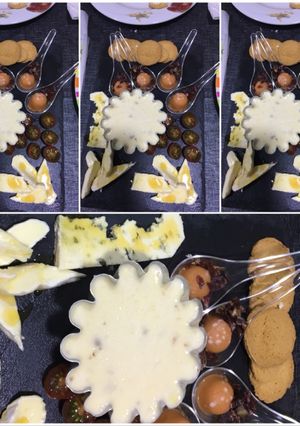 Foto principal de Flan de quesos🧀 con thermomix y aperitivo de gazpacho con jamón de jabugo🐖