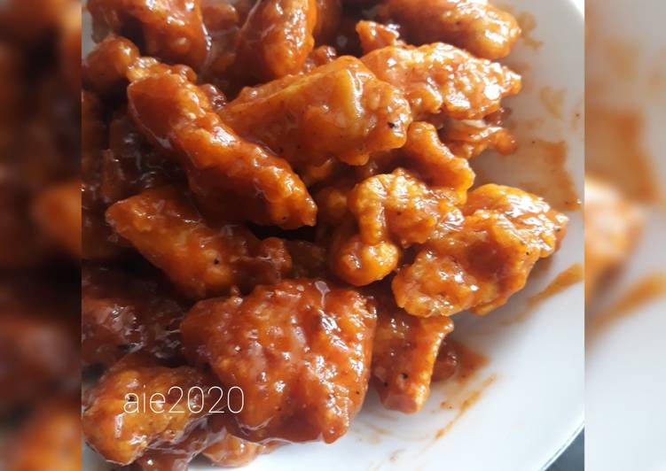 Resep Ayam pedas yangnyeom/ ayam pedas richeese, Enak Banget