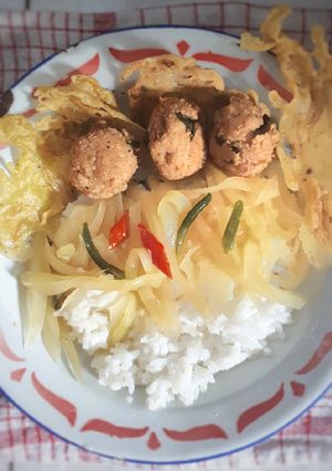 Foto resep Tumis pepaya muda dan peyek teri nasi