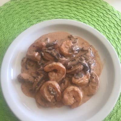 Camarones en crema de chipotle y champiñones Receta de Ana Palomino- Cookpad