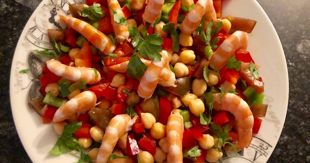 Ensalada de langostinos y garbanzos Receta de Ainoa Doñas Cookpad