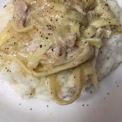 A picture of Cream of chicken noodle over mashed potatoes#mycookbook.