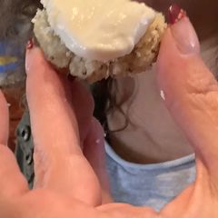 A picture of Healthy Lemon Coconut Cookies w/ Maple Cream Cheese Frosting.