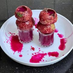 A picture of Dragon Fruit Pani Puri.