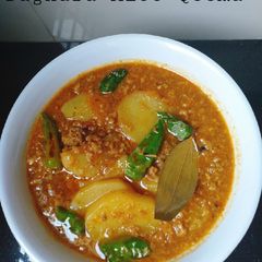 A picture of Three coloured Baghara Aloo Qeema.