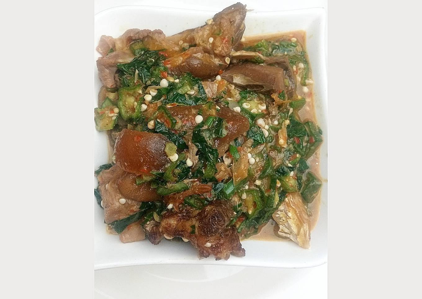 Okro soup with goat meat