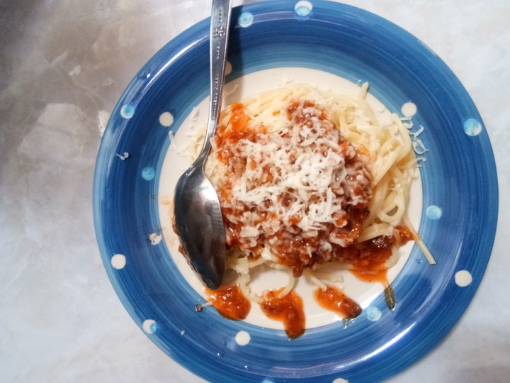 Ternyata ini loh! Bagaimana cara buat Moza spaghetti with meat bolognese sauce  nagih banget