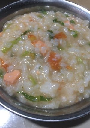 Foto resep Bubur salmon+sawi pahit (mpasi 10mo+)