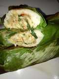 Nasi bakar isi daging, jamur tiram dan kemangi