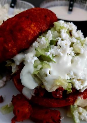 A picture of Pambazo with Vegan Chorizo.