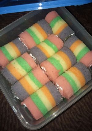 Foto resep Rainbow cake gulung mini