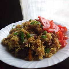A picture of Easiest rice and meat #creativerice.