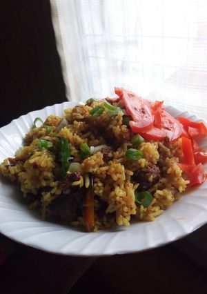 A picture of Easiest rice and meat #creativerice.