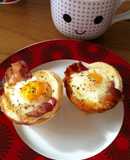 Baked egg and bacon tarts for breakfast