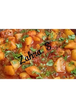 A picture of Gujarati style potato sabzi.