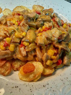 Una foto de Strogonoff de pollo a la mostaza
