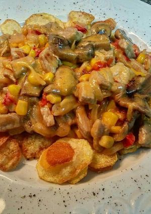 Una foto de Strogonoff de pollo a la mostaza