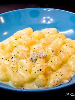 A picture of Potato Gnocchi with Creamy Gorgonzola Sauce.