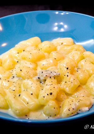 A picture of Potato Gnocchi with Creamy Gorgonzola Sauce.