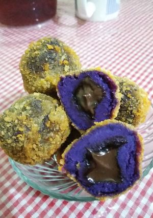 Foto resep Bola ubi ungu coklat lumer