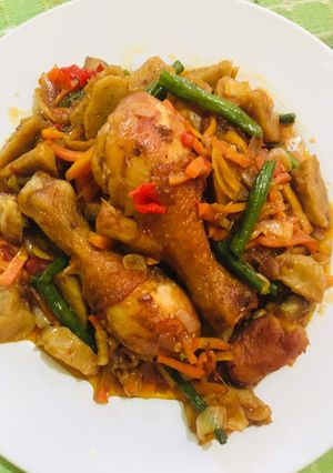 Foto resep Ayam tumis sayur bakso