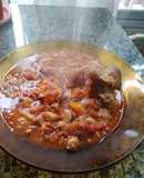 Cazuela de porotos con cerdo y chorizo
