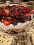 Yogurt, Granola, Fruit & Fudge Christmas Delight