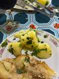 Lenguado con papas, limón y manteca