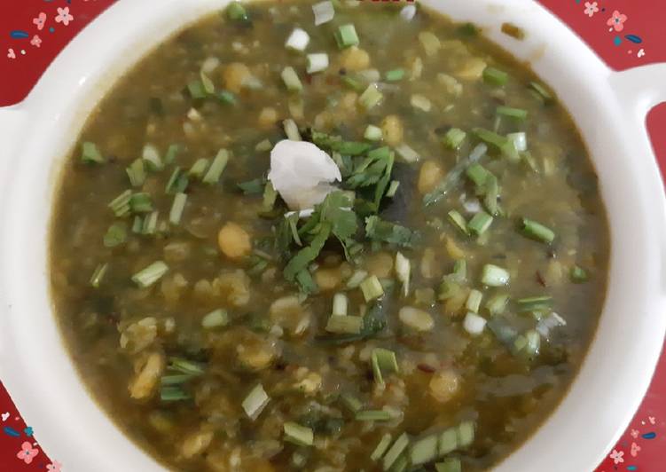 Recipe: Delicious Palak Spring Garlic Trevti Dal This is Secret Recipe  From My Kitchen !!