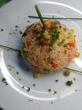 Arroz con vegetales y ciboulete