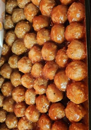 A picture of Meatballs In Plum Sauce.