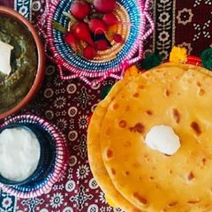 A picture of Sarson ka saag Makai ki roti homemade dahi.     #Defence Day 3.