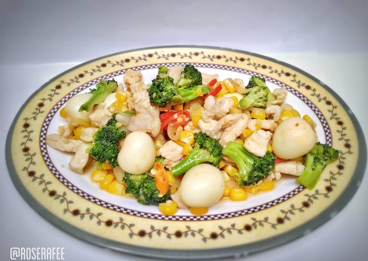Resep 🌼 Cah ayam brokoli jagung telur puyuh Anti Gagal
