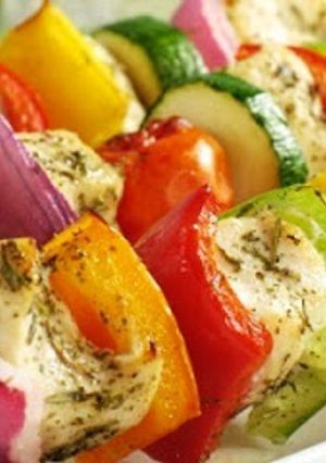 A picture of Pineapple and Chicken Kebab.
