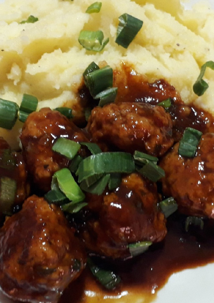 Una foto de Albóndigas de cerdo en salsa agridulce